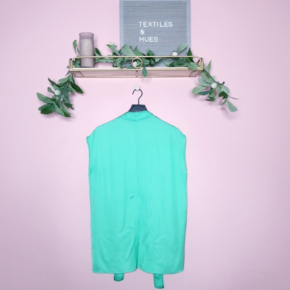 Sandro Lana Tie Neck Apple Green Split Blouse - Picture 16 of 16